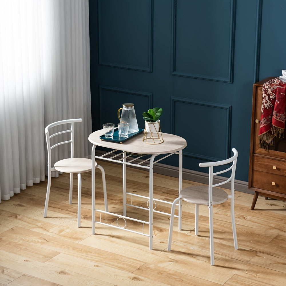Disassemble Iron White Oak White Paint Black Silver Paint Dining Table And Chair Set 1 Table 2 Chair Oval Table Top