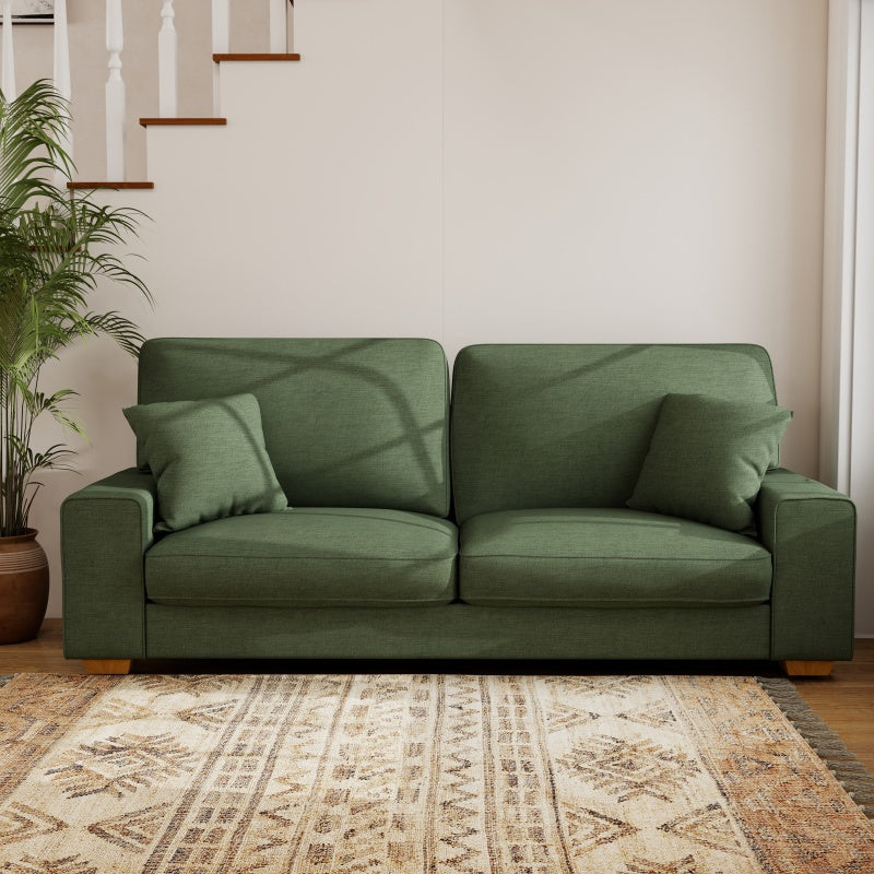 Modern Nordic Sofa - Heavy-Duty 750lb Capacity, Solid Wood Frame & Spring Cushions, Easy-Clean Chenille Fabric, No-Tools Assembly, Space-Saving Design for Living Room, Apartment, Office - Green, Comfy Couch