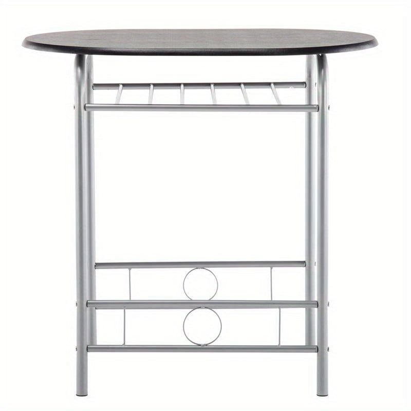 Classic Style 2-Chair Metal Dining Set, Black PVC Table and Chairs, No Wood, Electricity-Free, for Breakfast and Meals