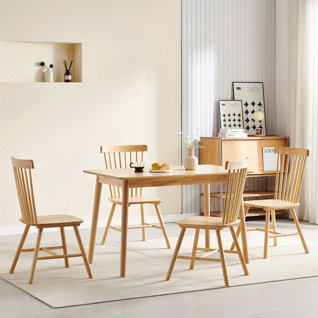 Wood Dining Table Set For 4 Wooden Style And Mid-Century, 5pcs Dining Set Modern Solid Wood Farmhouse Table & Chair Set For Home, Apartment