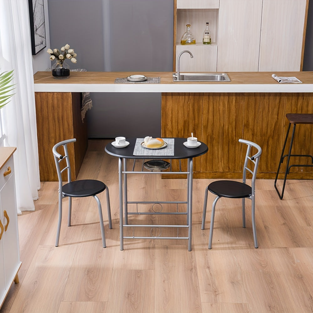 Disassemble Iron White Oak White Paint Black Silver Paint Dining Table And Chair Set 1 Table 2 Chair Oval Table Top
