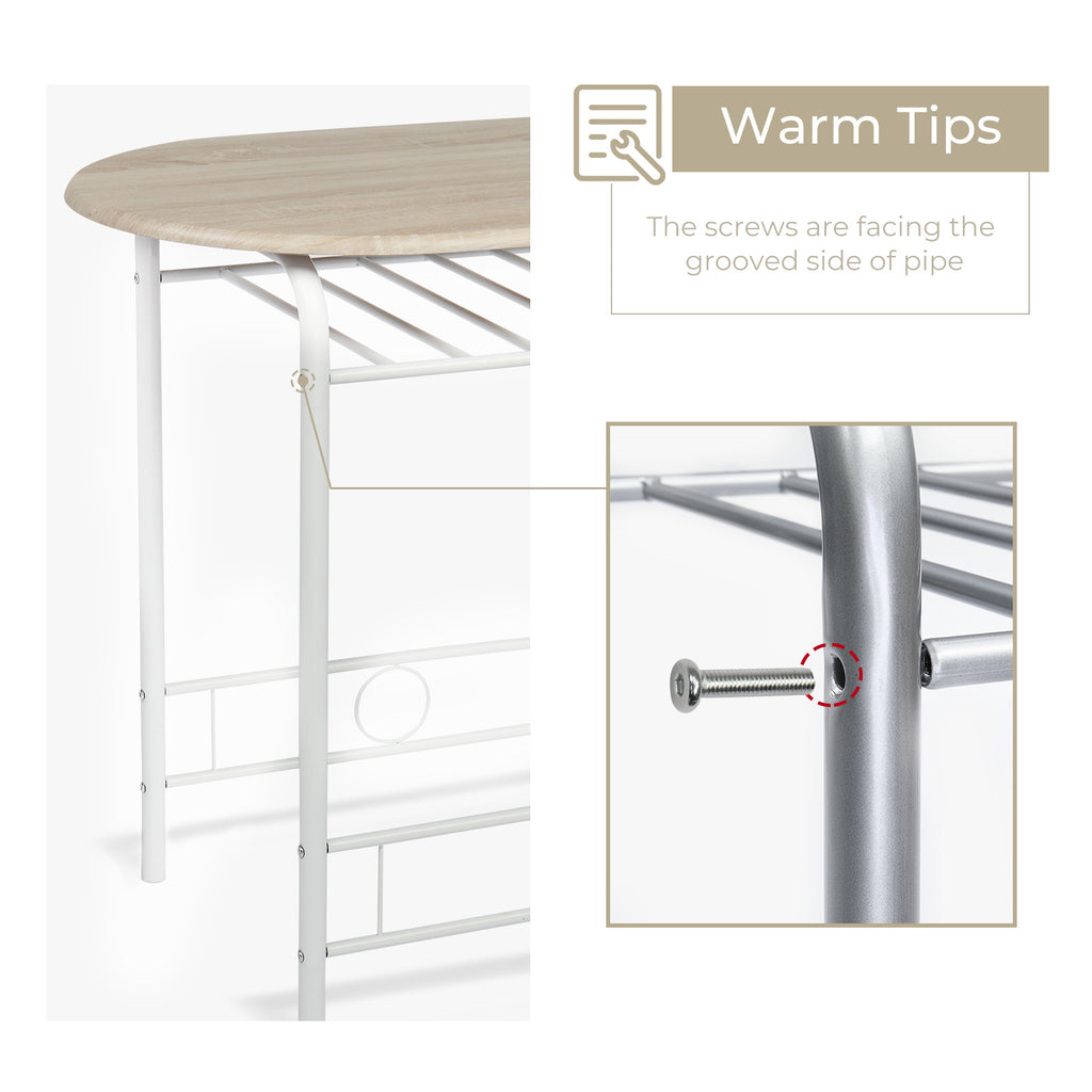 VINGLI 3 Piece Bistro Dining Set, Kitchen Compact Table Breakfast Table, Space-Saving Design Kitchen Wooden Table and 2 Chairs for Small Space\u002FDining Room\u002FApartment,Metal Frame,Wine Rack