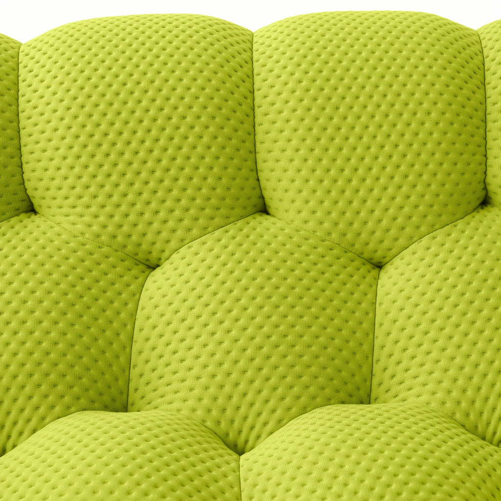 98'' Modern Upholstered Curved Sofa, 3 Seater Mesh Fabric Floor Sofa, 3D Honeycomb Shape Curved Couch for Living Room