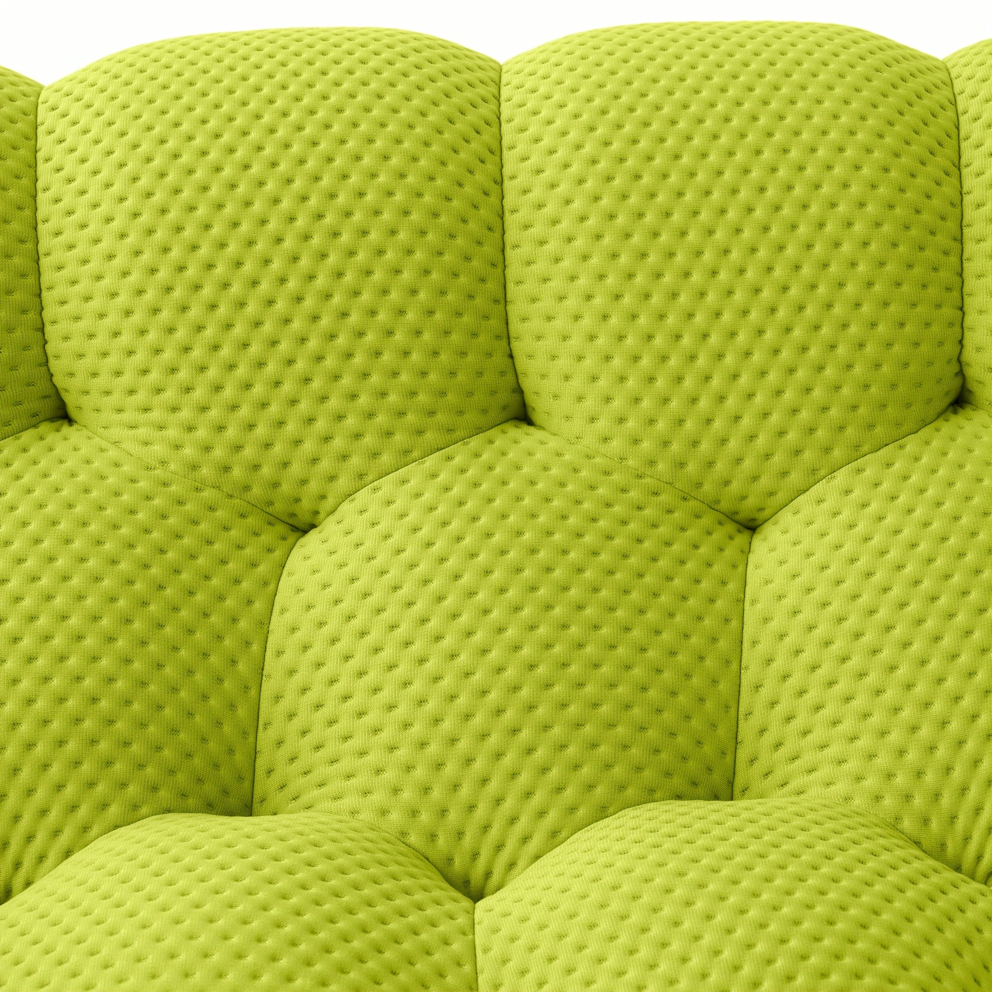 98'' Modern Upholstered Curved Sofa, 3 Seater Mesh Fabric Floor Sofa, 3D Honeycomb Shape Curved Couch for Living Room