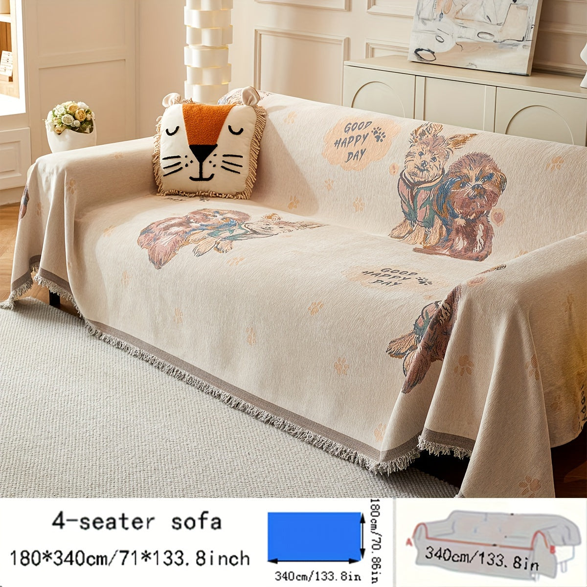 Versatile American Floral Chenille Sofa Cover - Dual-Sided, Pet-Friendly, Machine Washable Couch Protector for Living Room, Kitchen, and Cafe Decor, Couch Covers for Sofa