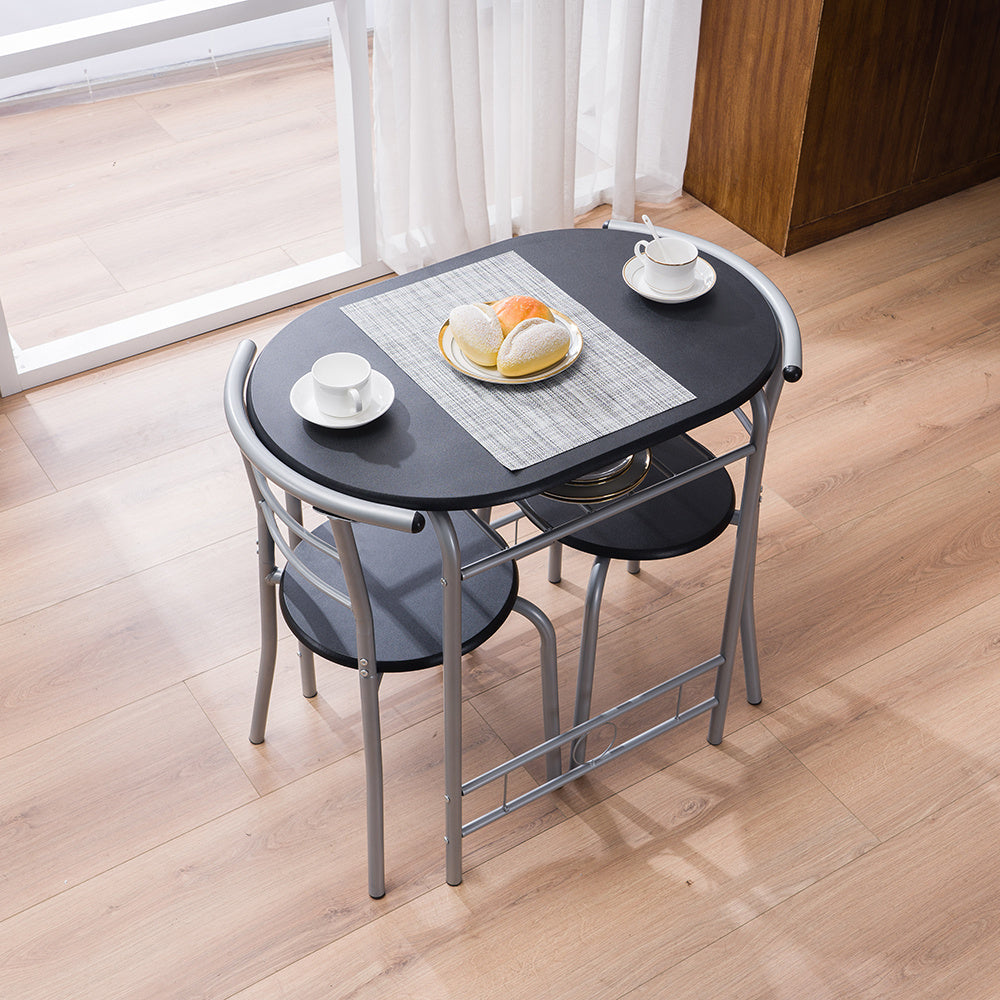 3-piece Dining Table Set, Small Dining Table and Chairs, Breakfast Table and Chair Set for Small Kitchen, Studio, Living Room, Bedroom, Oval Tabletop