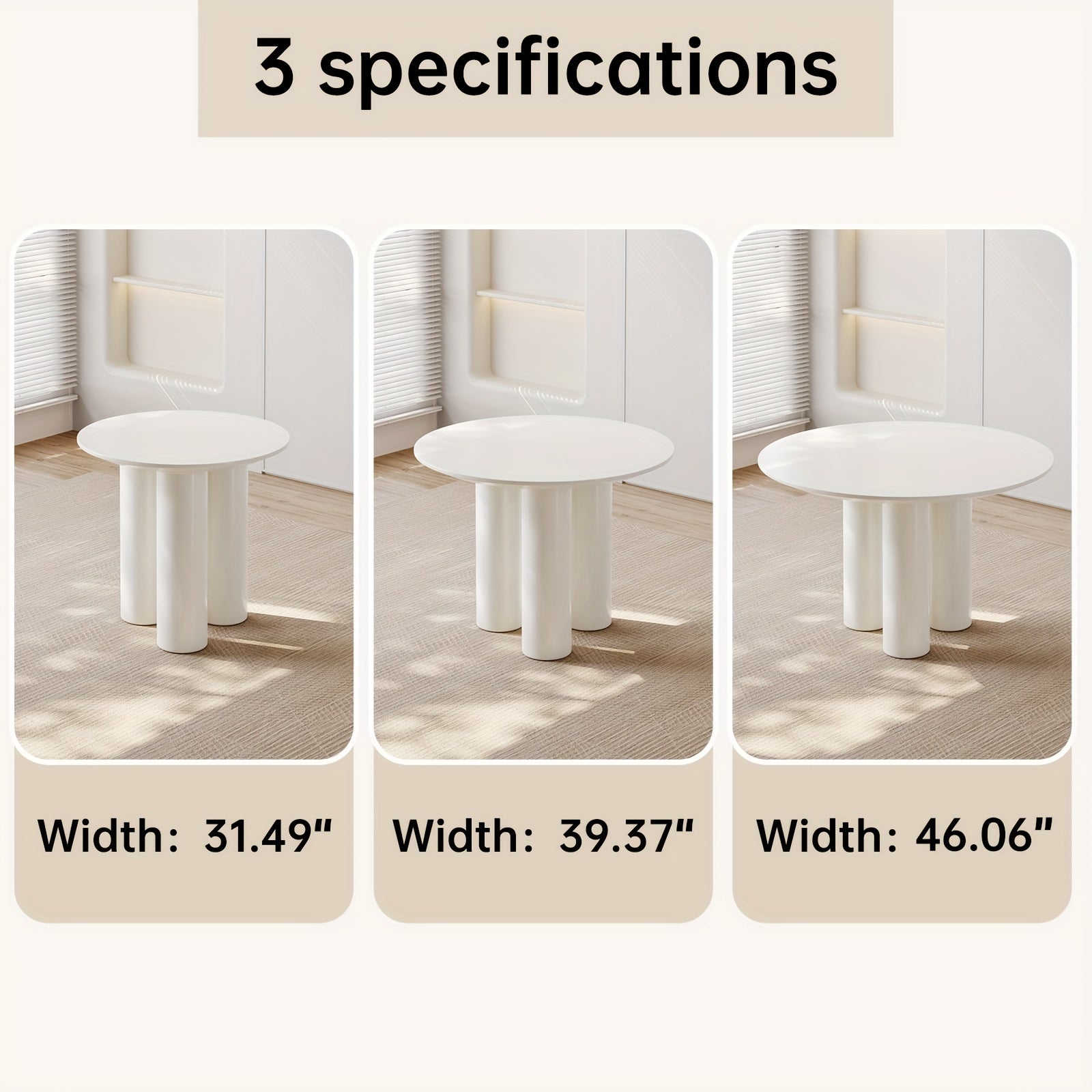Dining Table And Chair Combination, Circular Kitchen Dining Table With Chairs, Kitchen, Living Room, Bar, Dining Table For 2-4 People, Space Saving, White
