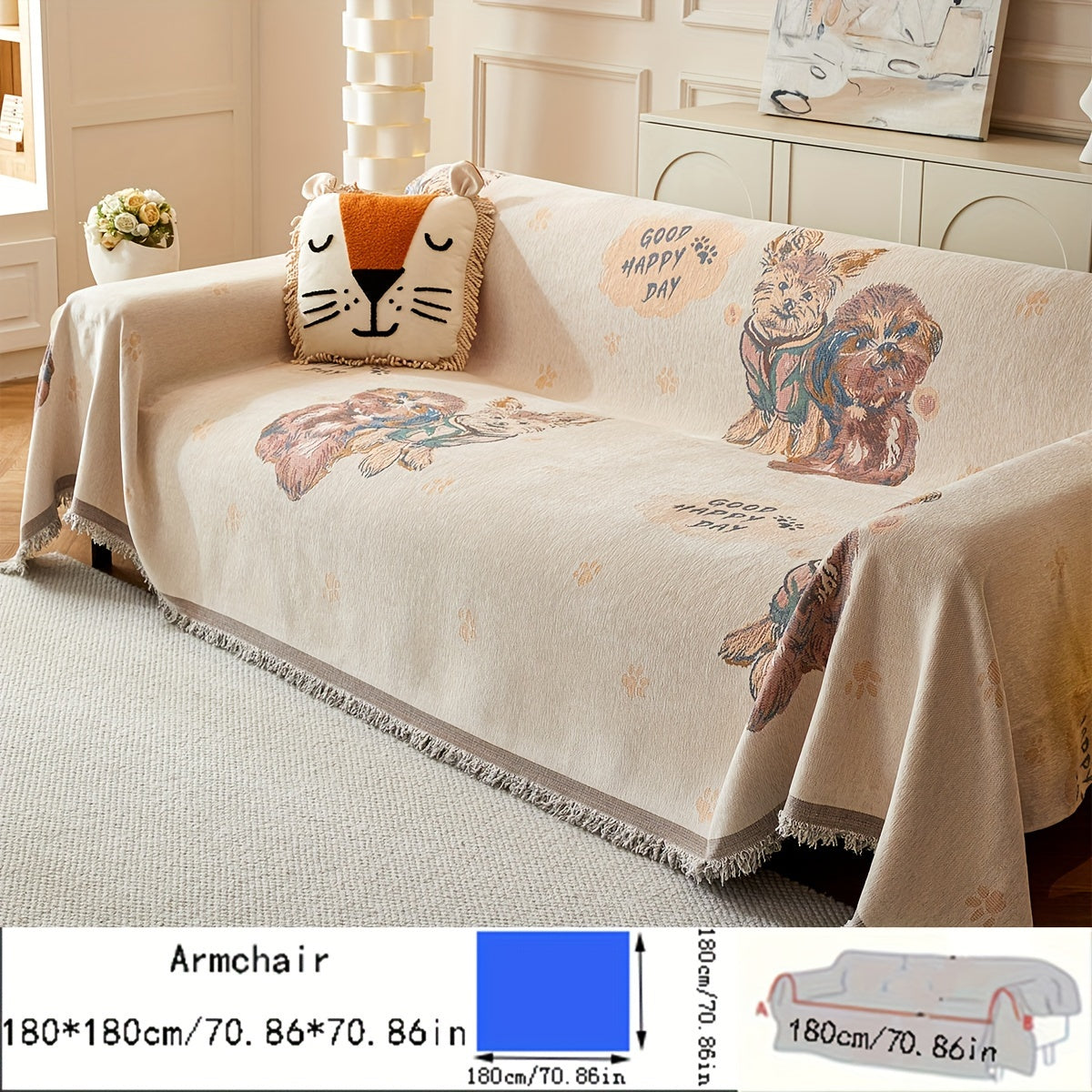 Versatile American Floral Chenille Sofa Cover - Dual-Sided, Pet-Friendly, Machine Washable Couch Protector for Living Room, Kitchen, and Cafe Decor, Couch Covers for Sofa