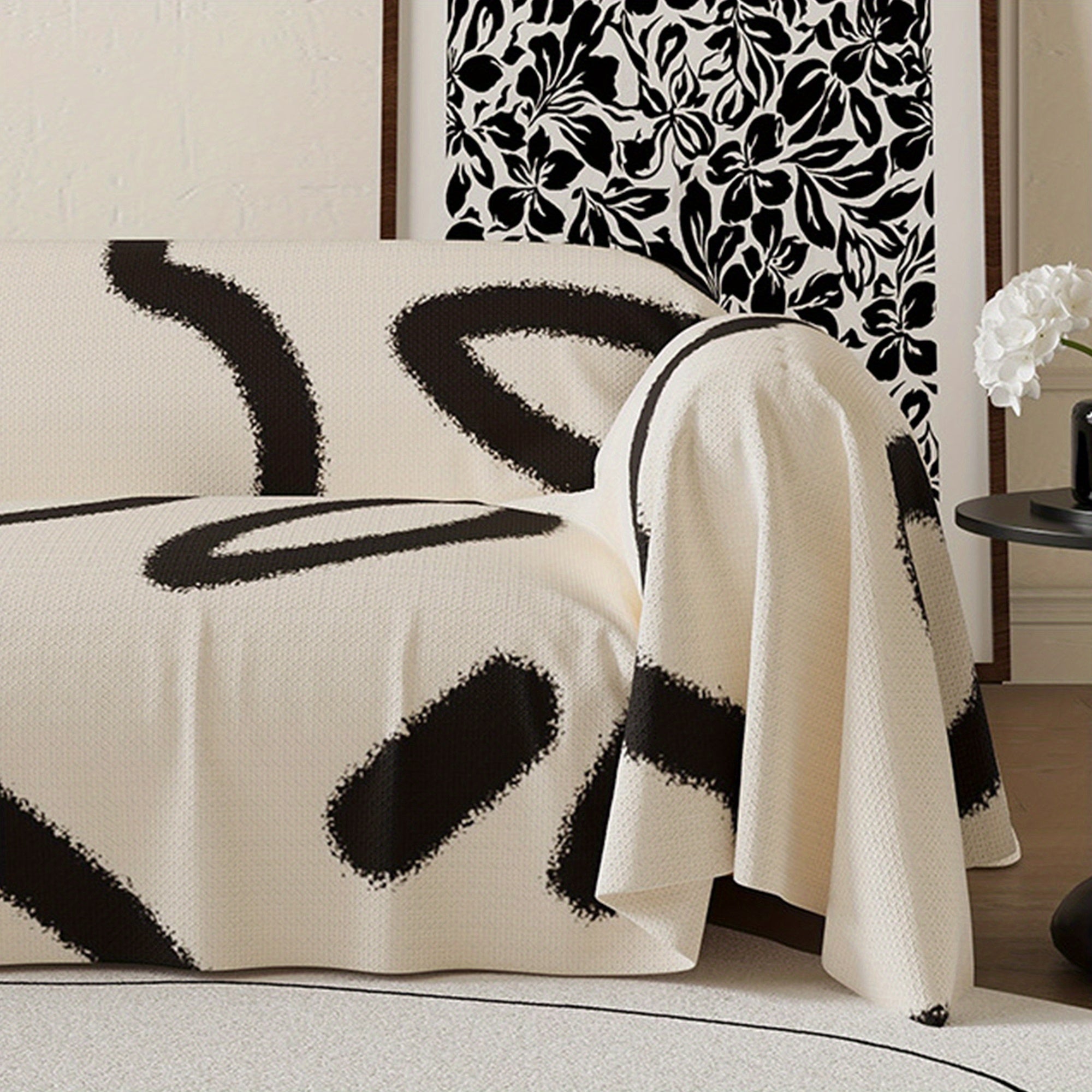 Sofa Cover with Tassels Floral Pattern Washable Modern Decorative Couch Covers Furniture Protector for Pets Kids