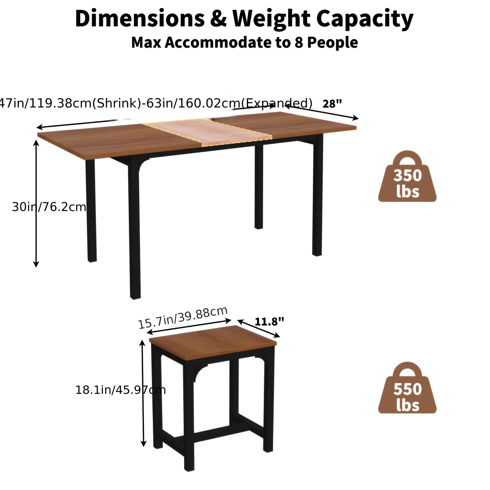 5pcs Dining Table Set with 4 Chairs, 63\
