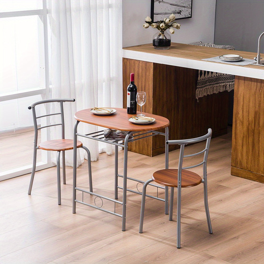 3-piece Dining Table Set, Small Dining Table and Chairs, Breakfast Table and Chair Set for Small Kitchen, Studio, Living Room, Bedroom, Oval Tabletop