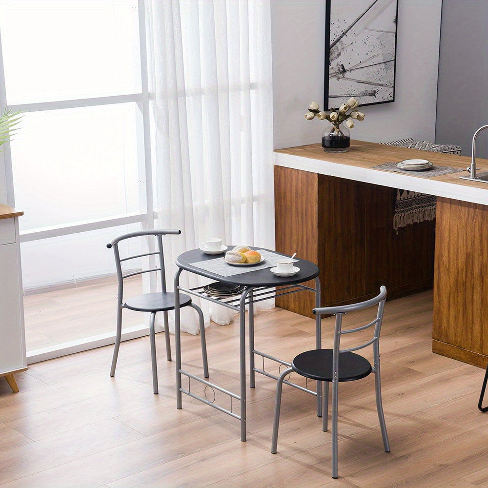 3-piece Dining Table Set, Small Dining Table and Chairs, Breakfast Table and Chair Set for Small Kitchen, Studio, Living Room, Bedroom, Oval Tabletop