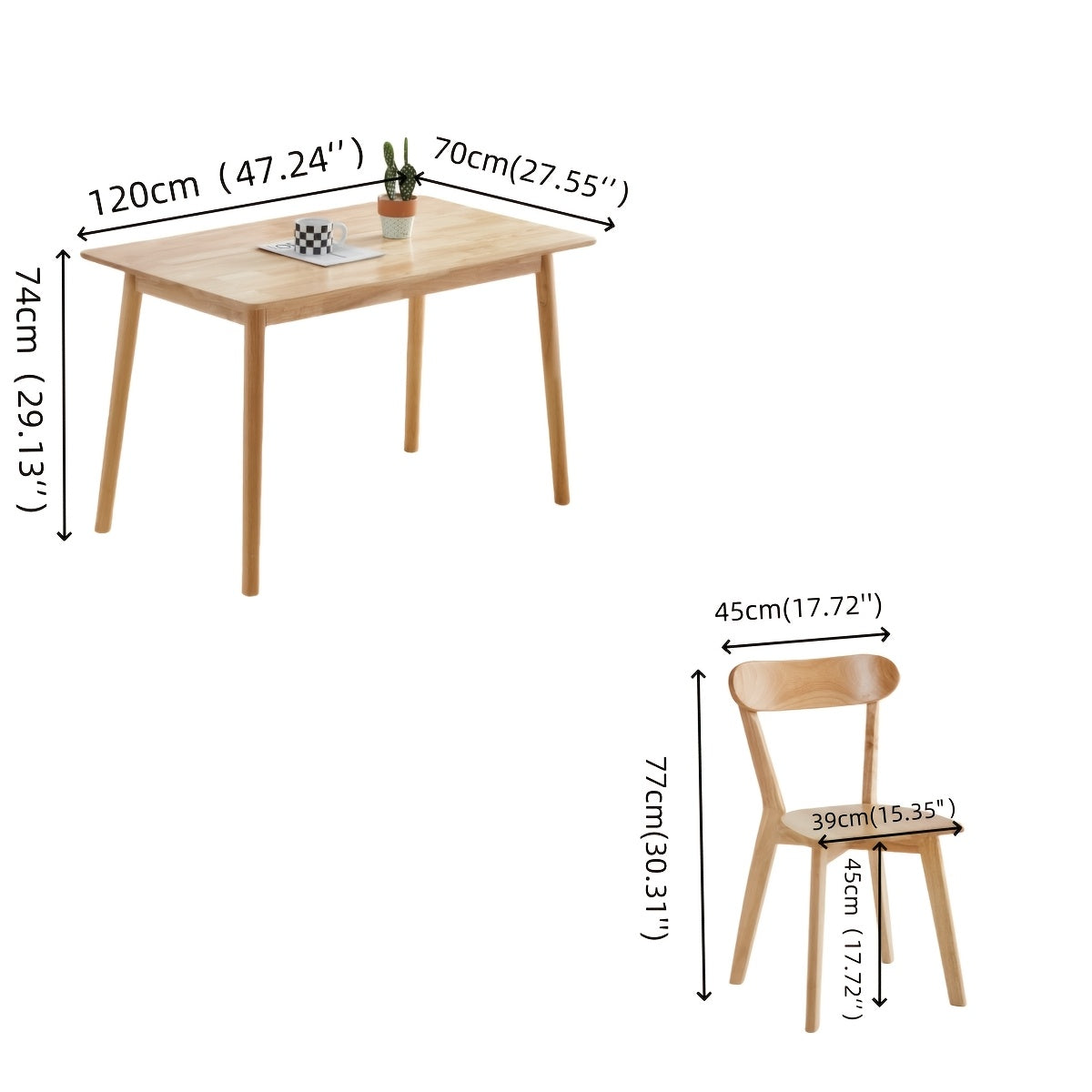 Wood Dining Table Set For 4 Wooden Style And Mid-Century, 5pcs Dining Set Modern Solid Wood Farmhouse Table & Chair Set For Home, Apartment