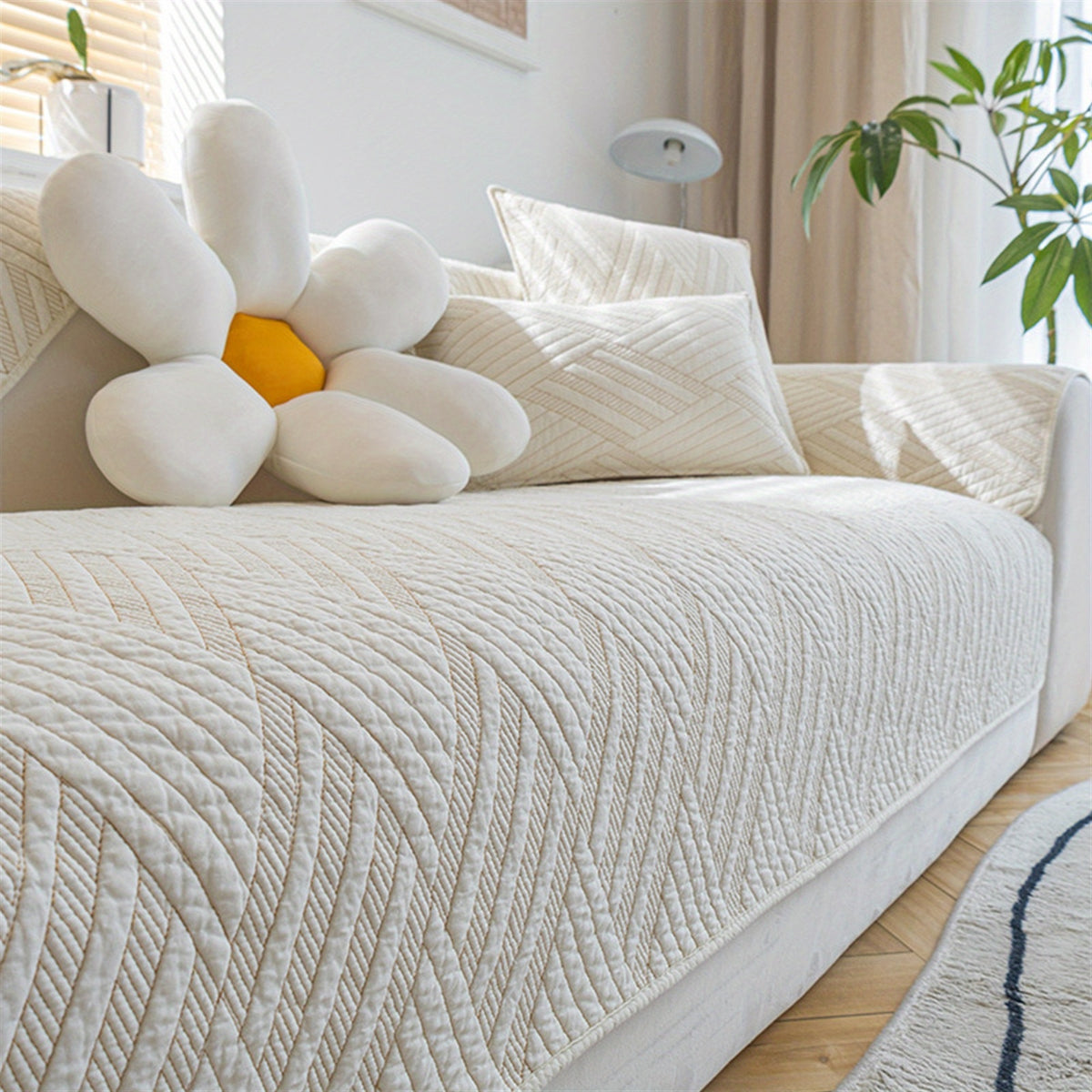 Sofa Slipcover Geometric Pattern Non-Slip Washable Simple Decorative Couch Covers Furniture Protector for Pets Kids