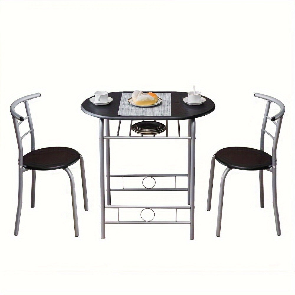Disassemble Iron White Oak White Paint Black Silver Paint Dining Table And Chair Set 1 Table 2 Chair Oval Table Top