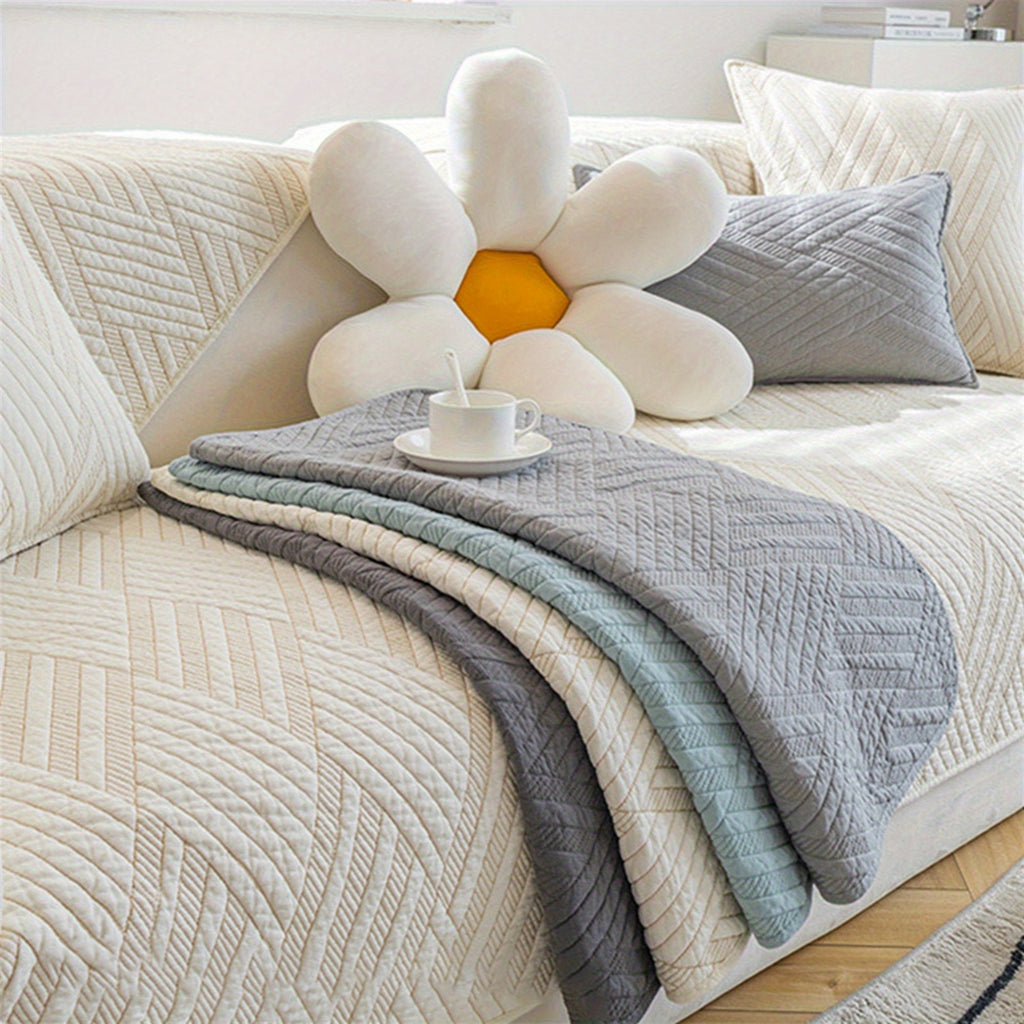 Sofa Slipcover Geometric Pattern Non-Slip Washable Simple Decorative Couch Covers Furniture Protector for Pets Kids