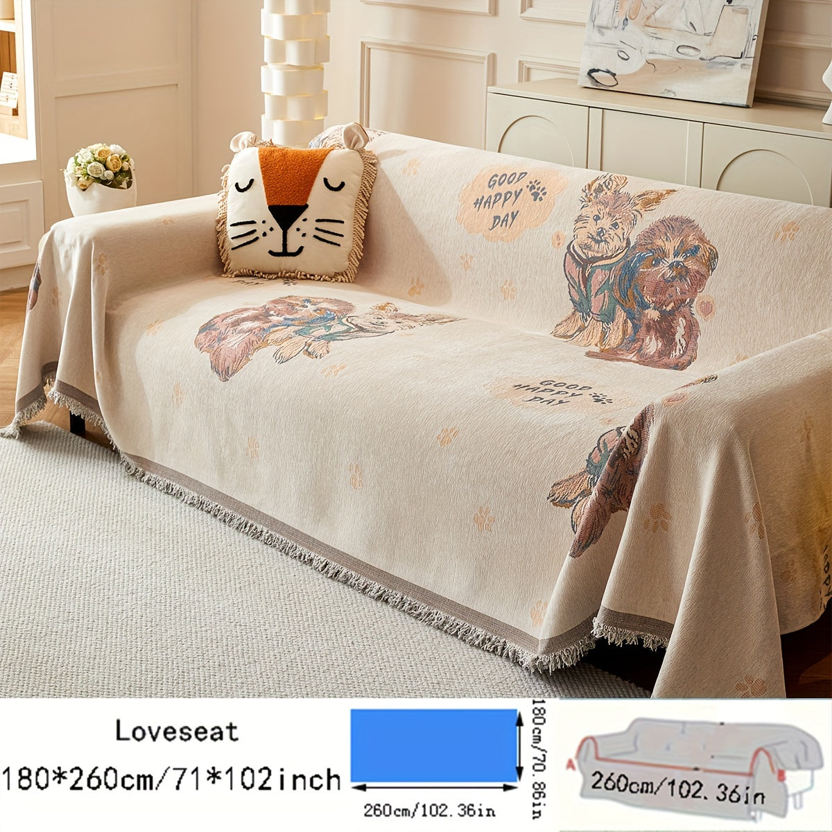 Versatile American Floral Chenille Sofa Cover - Dual-Sided, Pet-Friendly, Machine Washable Couch Protector for Living Room, Kitchen, and Cafe Decor, Couch Covers for Sofa