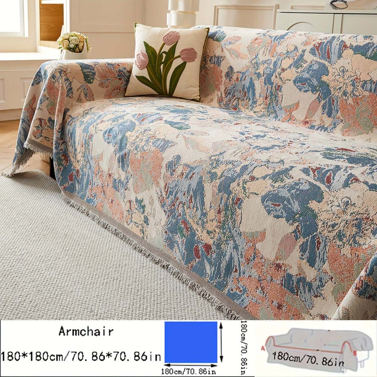 Versatile American Floral Chenille Sofa Cover - Dual-Sided, Pet-Friendly, Machine Washable Couch Protector for Living Room, Kitchen, and Cafe Decor, Couch Covers for Sofa