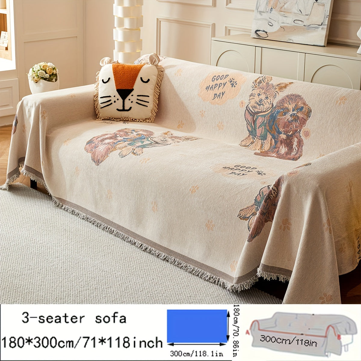 Versatile American Floral Chenille Sofa Cover - Dual-Sided, Pet-Friendly, Machine Washable Couch Protector for Living Room, Kitchen, and Cafe Decor, Couch Covers for Sofa