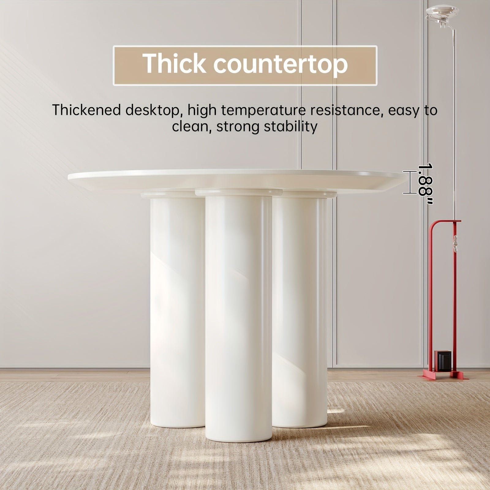 Dining Table And Chair Combination, Circular Kitchen Dining Table With Chairs, Kitchen, Living Room, Bar, Dining Table For 2-4 People, Space Saving, White