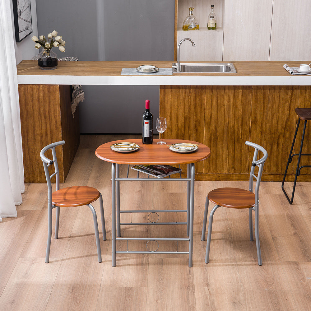 3-piece Dining Table Set, Small Dining Table and Chairs, Breakfast Table and Chair Set for Small Kitchen, Studio, Living Room, Bedroom, Oval Tabletop