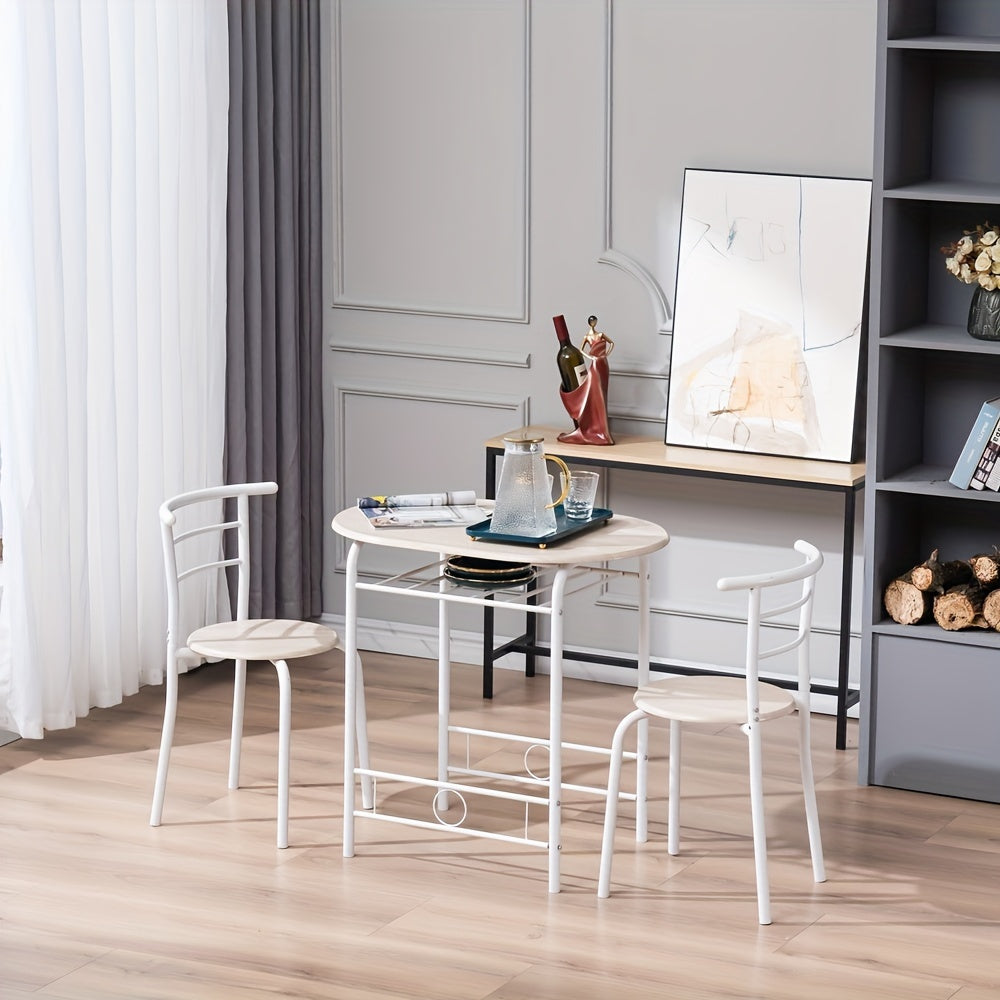 Disassemble Iron White Oak White Paint Black Silver Paint Dining Table And Chair Set 1 Table 2 Chair Oval Table Top