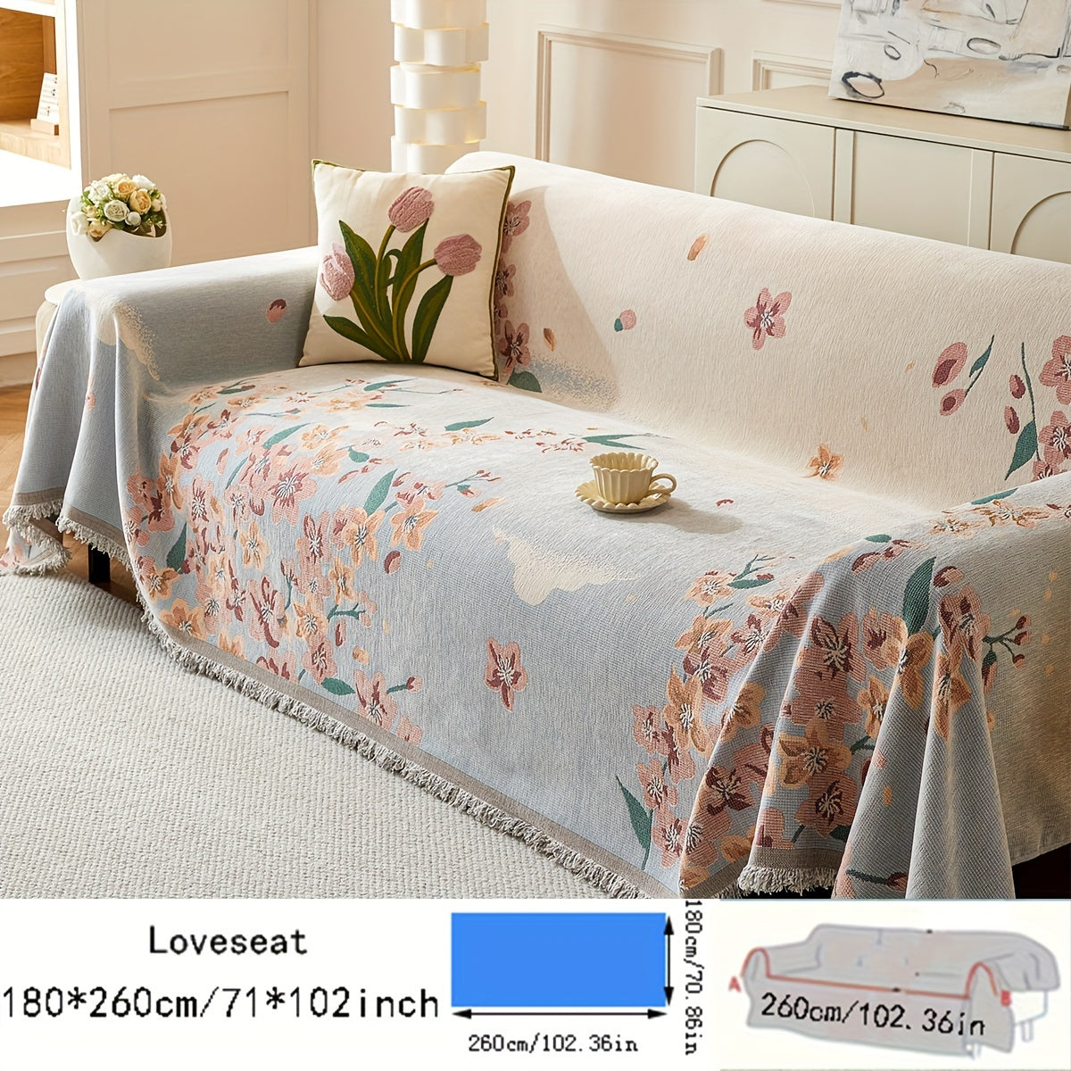 Versatile American Floral Chenille Sofa Cover - Dual-Sided, Pet-Friendly, Machine Washable Couch Protector for Living Room, Kitchen, and Cafe Decor, Couch Covers for Sofa