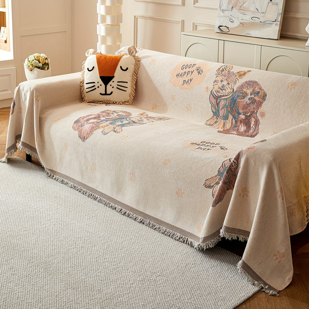 Versatile American Floral Chenille Sofa Cover - Dual-Sided, Pet-Friendly, Machine Washable Couch Protector for Living Room, Kitchen, and Cafe Decor, Couch Covers for Sofa