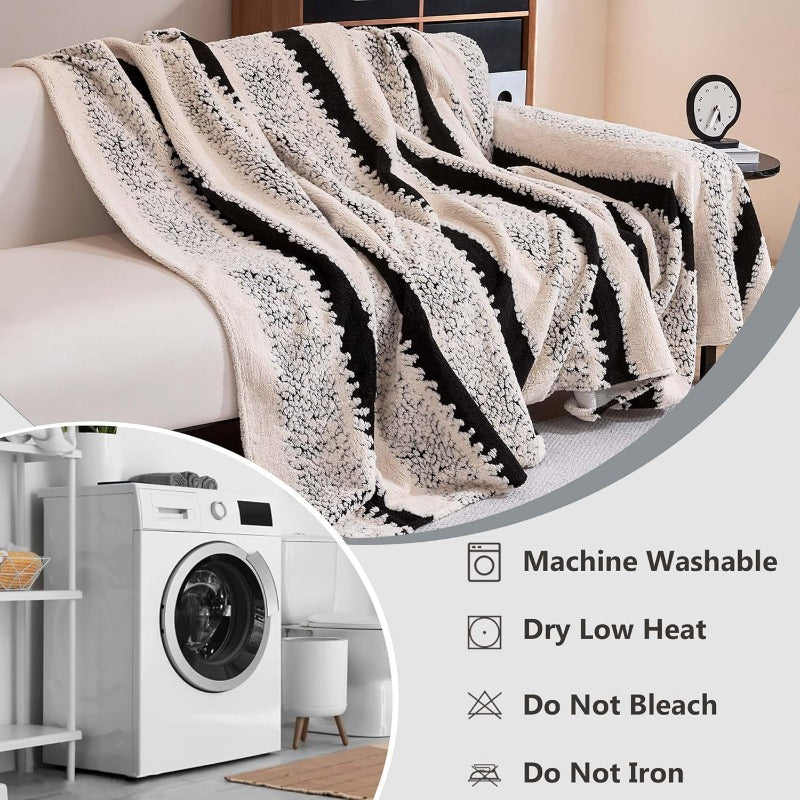 Sherpa Fleece Couch Cover for 2 Cushion Sofa Black 71\