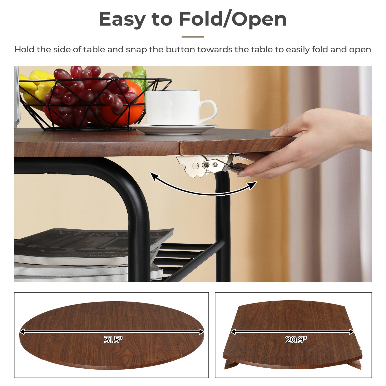VINGLI 3 Piece Bistro Dining Set, Kitchen Compact Table Breakfast Table, Space-Saving Design Kitchen Wooden Table and 2 Chairs for Small Space\u002FDining Room\u002FApartment,Metal Frame,Wine Rack