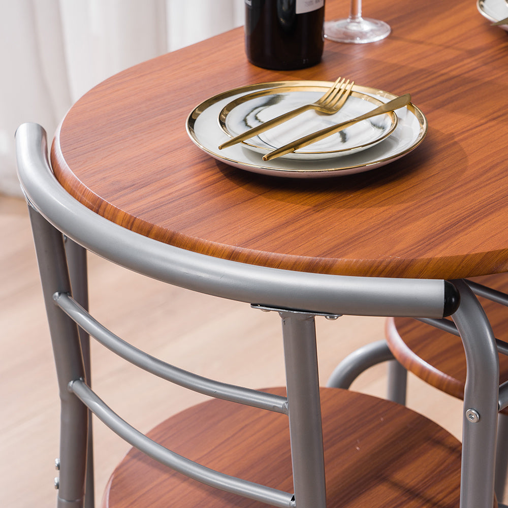 3-piece Dining Table Set, Small Dining Table and Chairs, Breakfast Table and Chair Set for Small Kitchen, Studio, Living Room, Bedroom, Oval Tabletop