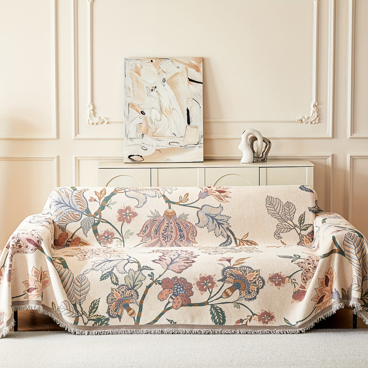 Versatile American Floral Chenille Sofa Cover - Dual-Sided, Pet-Friendly, Machine Washable Couch Protector for Living Room, Kitchen, and Cafe Decor, Couch Covers for Sofa