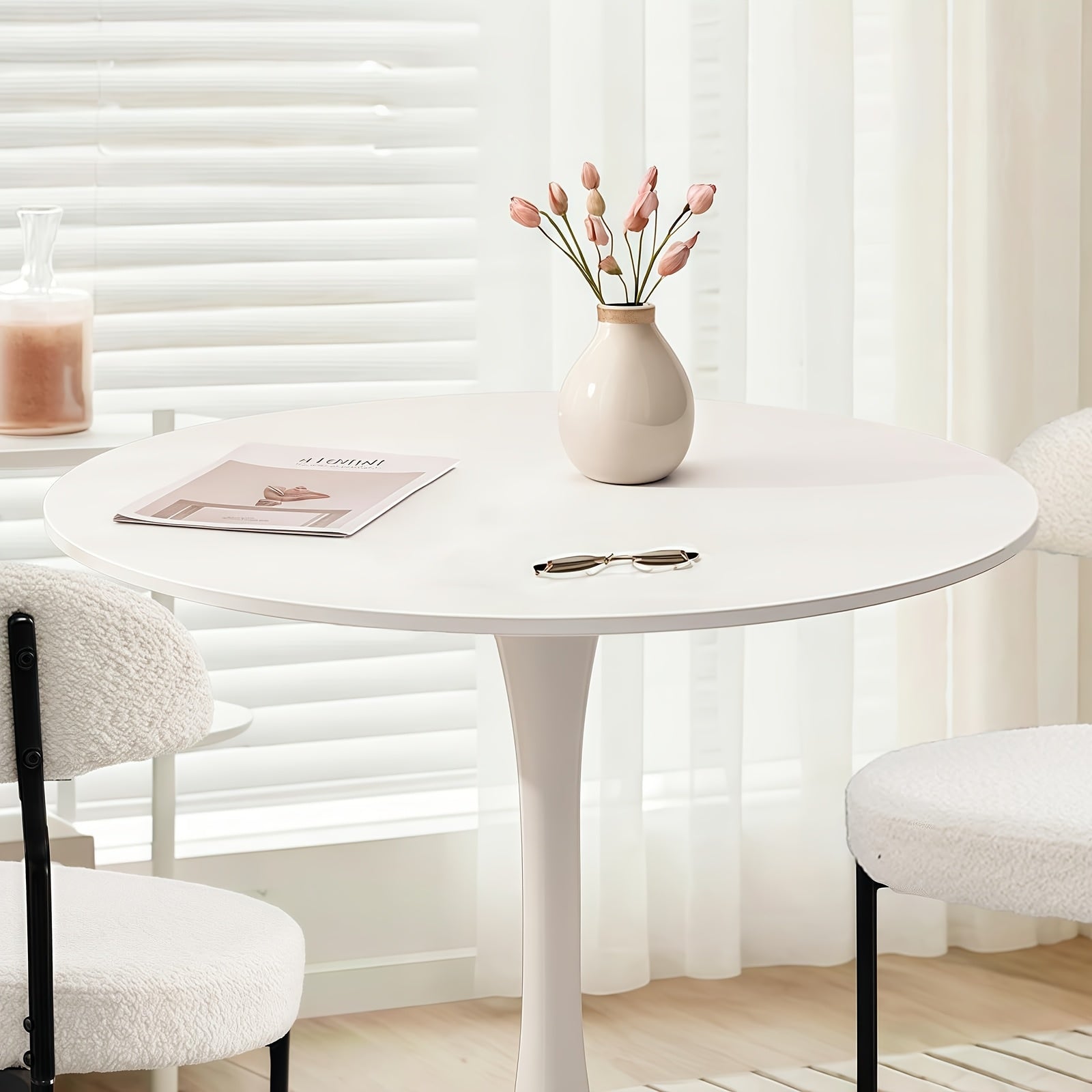 SoarFlash White Round Dining Table, 24\
